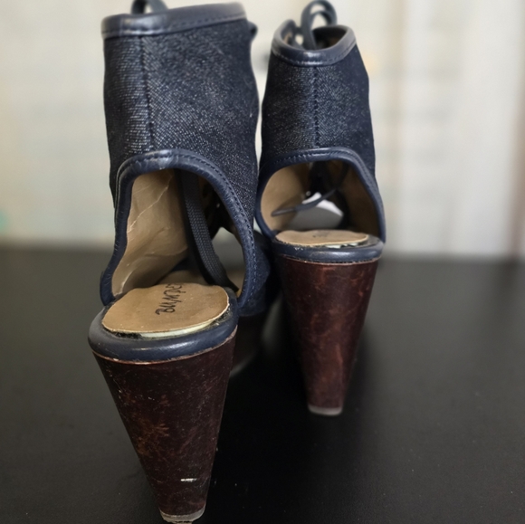 Women’s Bumper Open Toes Wedge Ankle Booties Lace Up blue Jean size 9 - Picture 4 of 5